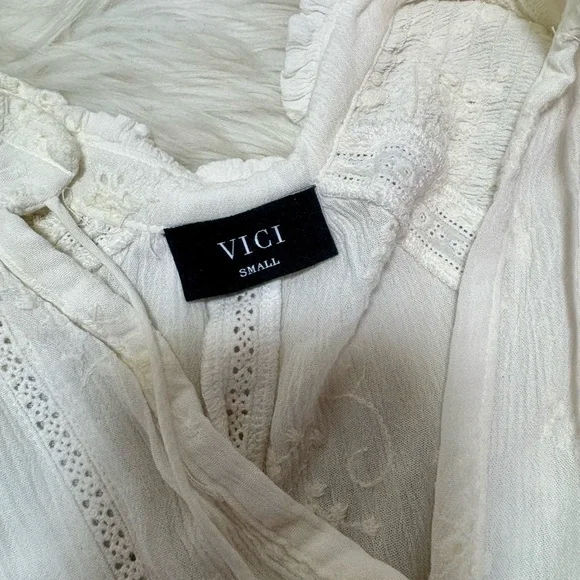 VICI Yolanda Cotton Eyelet Tiered Babydoll Mini Dress - Picture 6 of 7